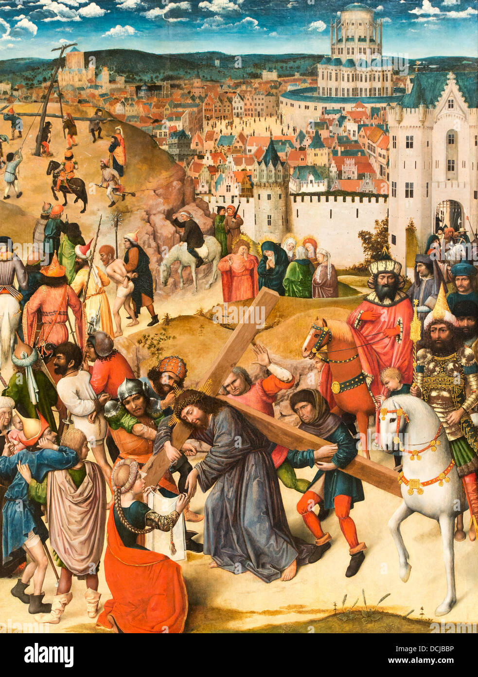 15. Jahrhundert - Christus trägt das Kreuz, 1470 - Nord niederländischen (Utrecht)? Öl auf Holz Stockfoto