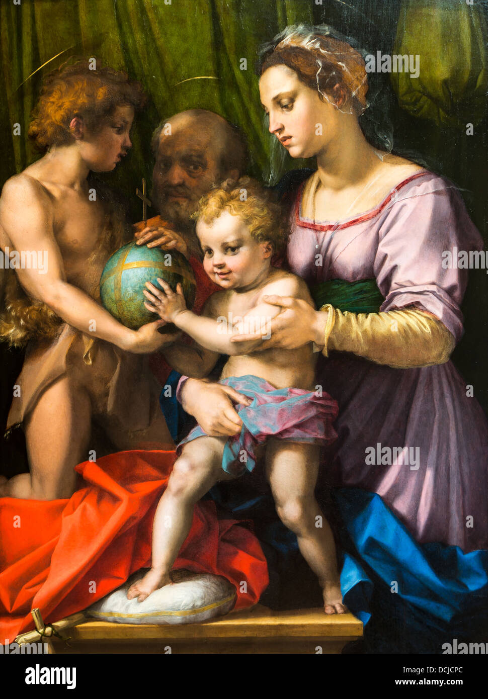 16. Jahrhundert - die Heilige Familie mit Young Saint John, 1528 - Andrea del Sarto Philippe Sauvan-Magnet / aktive Museum Stockfoto