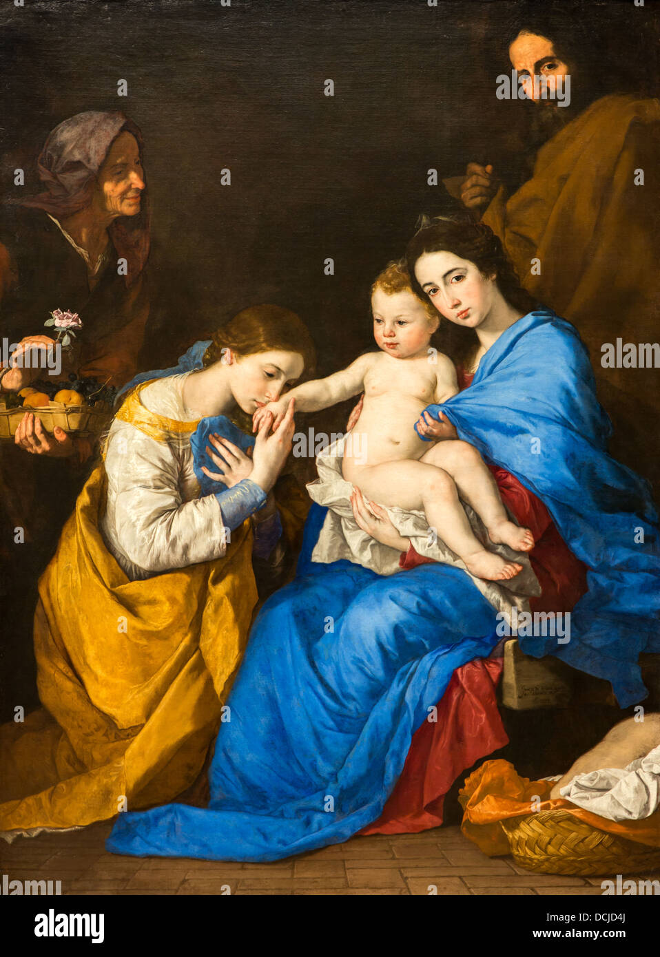 17. Jahrhundert - die Heilige Familie mit Heiligen Anne und Catherine von Alexandria, 1648 - Jusepe de Ribera Philippe Sauvan-Magnet / Stockfoto