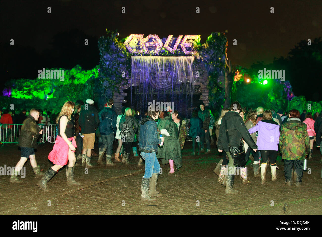 Block 9 Bereich am Glastonbury Festival 2013. Somerset, England, Vereinigtes Königreich. Stockfoto
