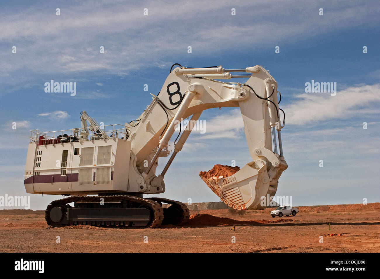 Bucyrus Caterpillar Hydraulikbagger Bagger Neuland auf einem gold-Tagebau-Gelände in Mauretanien, NW-Afrika Stockfoto