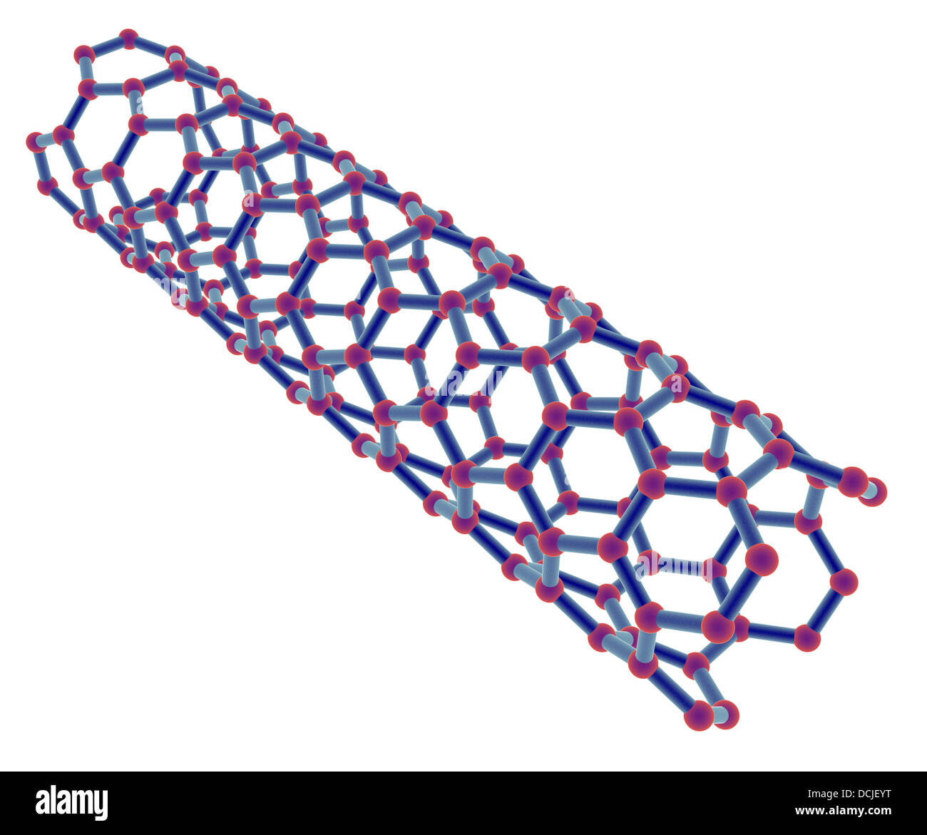Nanotube Struktur - isoliert auf weißem Hintergrund Stockfoto