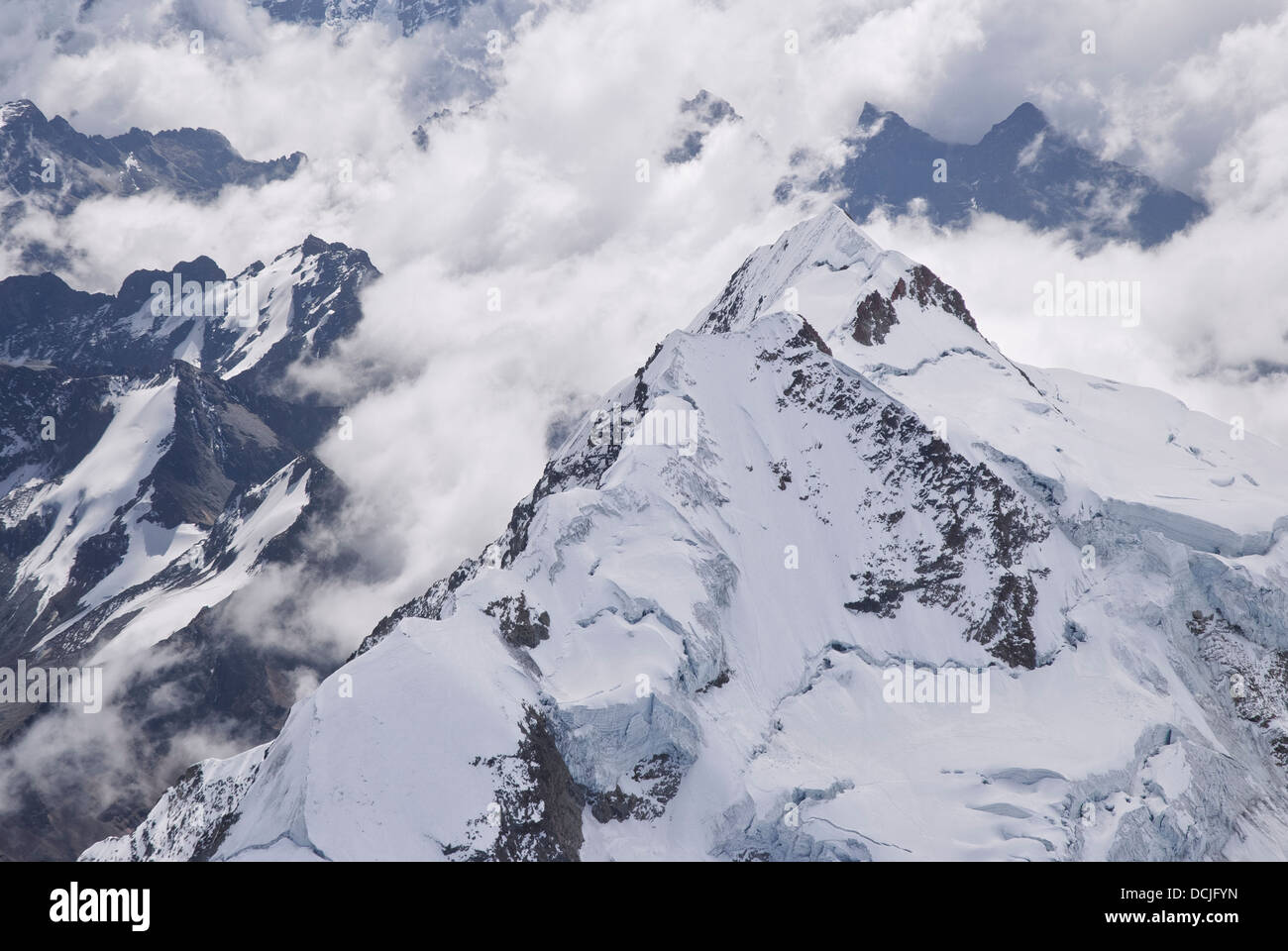 Luftaufnahme des Berges Huayna Potosi Stockfoto