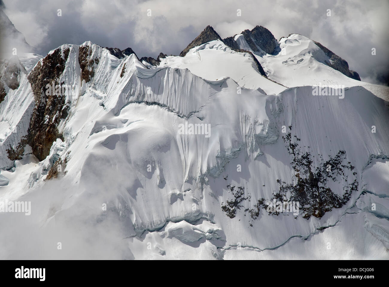 Luftaufnahme des Berges Huayna Potosi Stockfoto