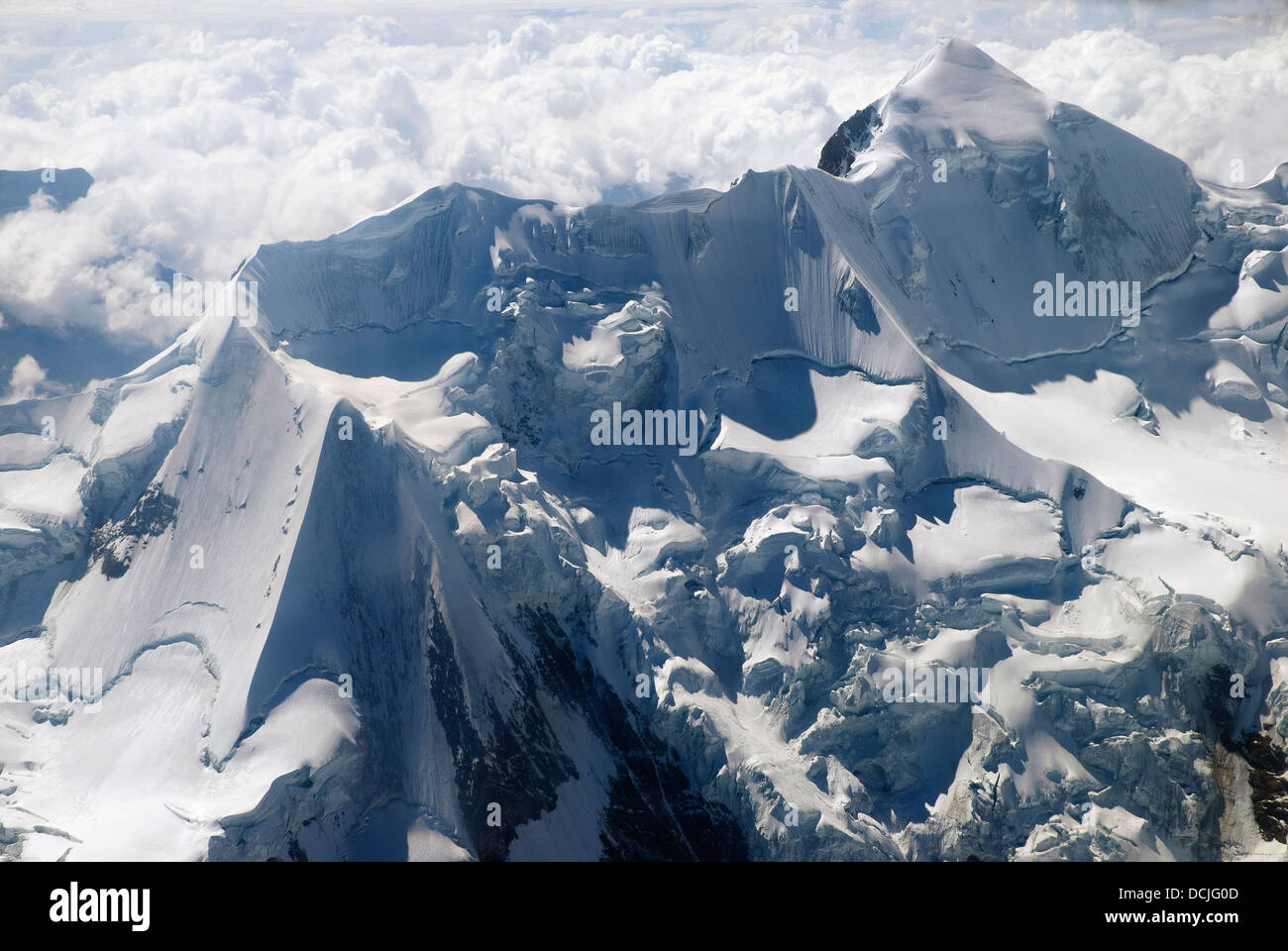 Luftaufnahme des Berges Huayna Potosi Stockfoto