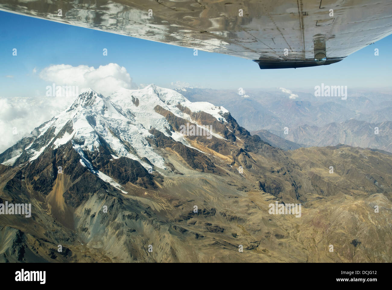 Luftaufnahme des Berges Illimani Stockfoto