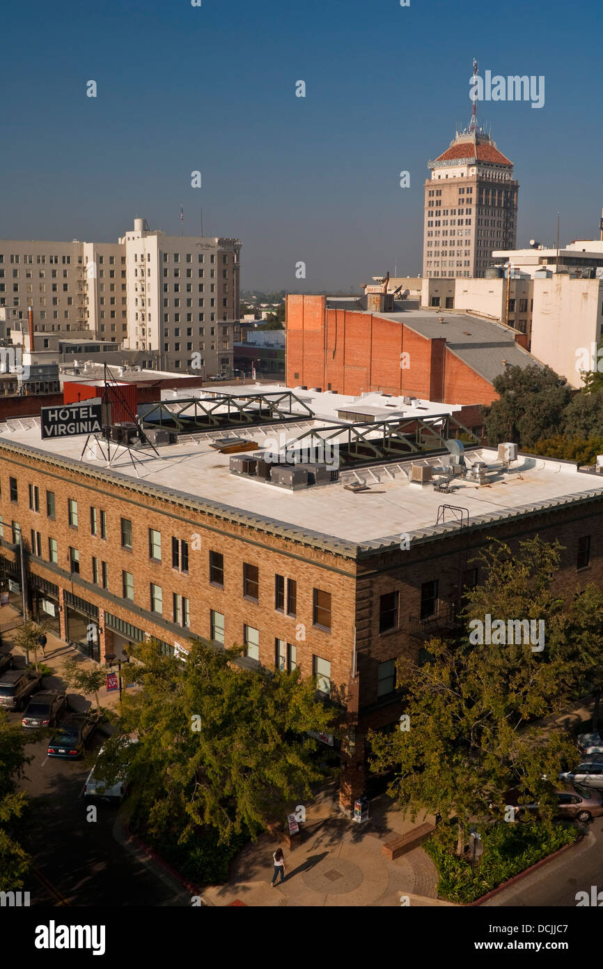 Hotel Virginia & die Sicherheit Bank Gebäude, die Innenstadt von Fresno, Kalifornien Stockfoto
