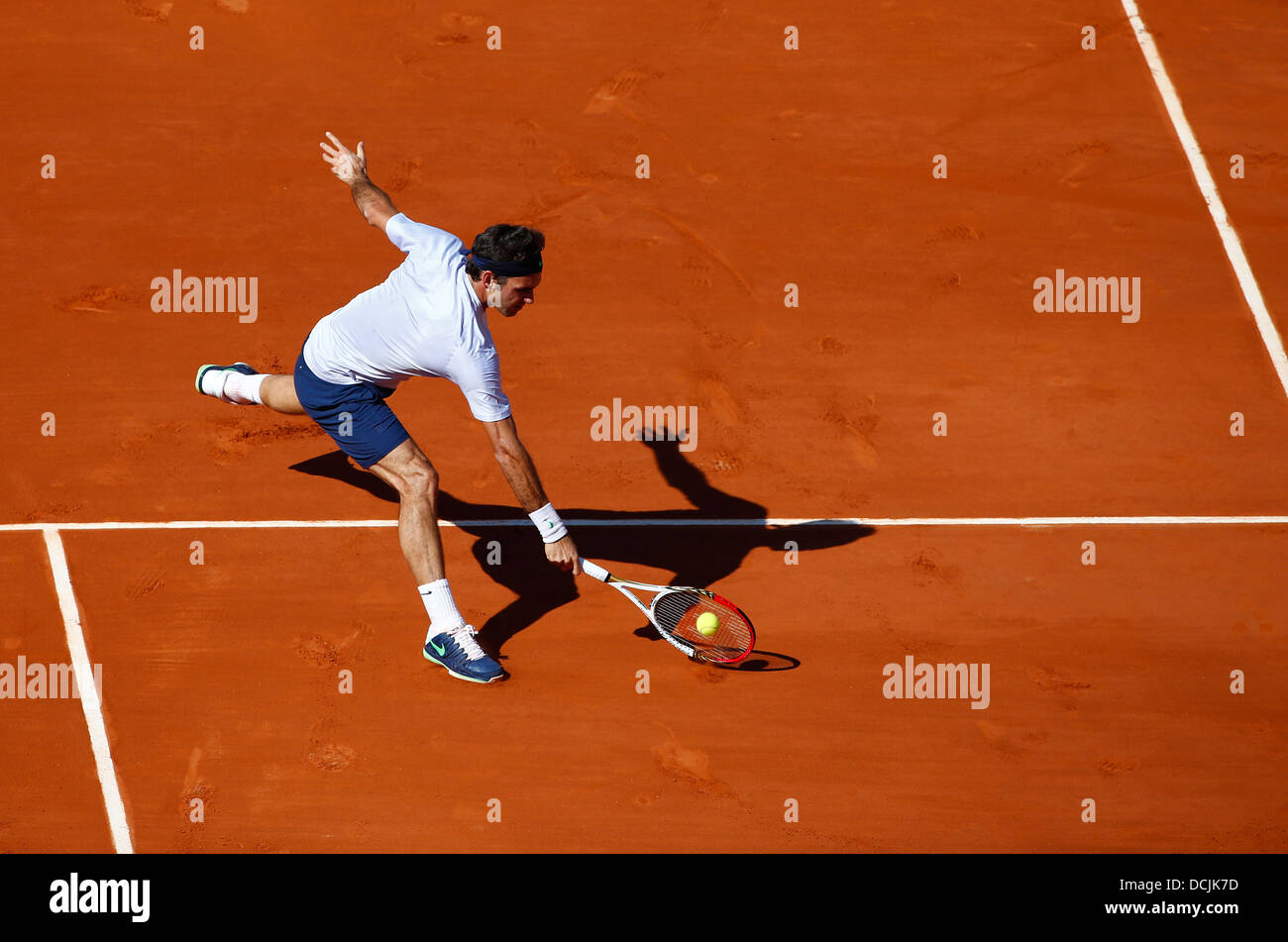 Roger Federer (SUI) in Aktion an der Französisch Open 2013 Stockfoto