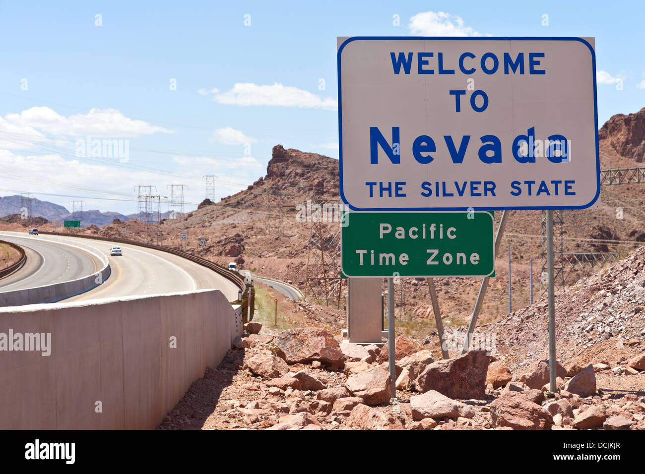 Nevada Willkommensschild in der Nähe von Hoover Dam Nevada. Stockfoto