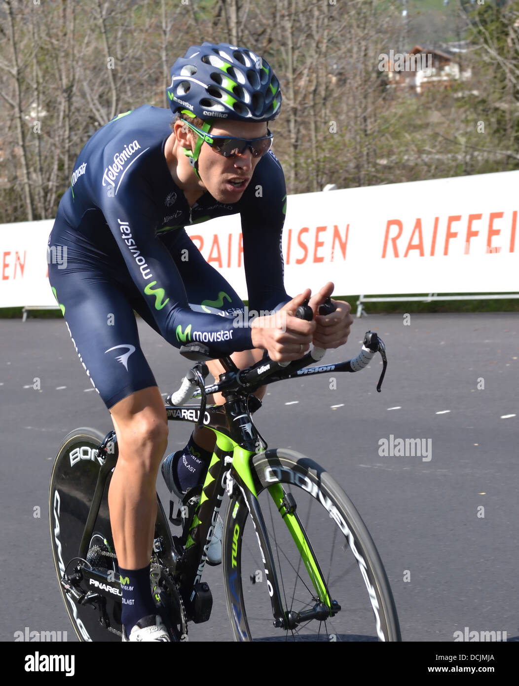 VERBIER, Schweiz - 23 APRIL: Alberto Rui COSTA Team MOVISTAR auf 1. Etappe der Tour de Romandie 2013: nur zur redaktionellen Nutzung Stockfoto