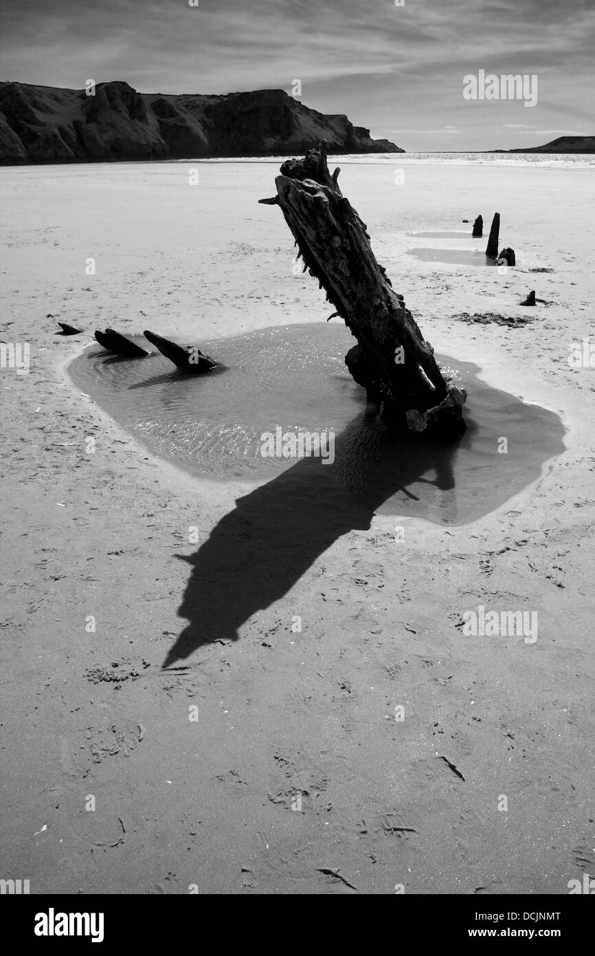 Schiffbruch am Strand Stockfoto