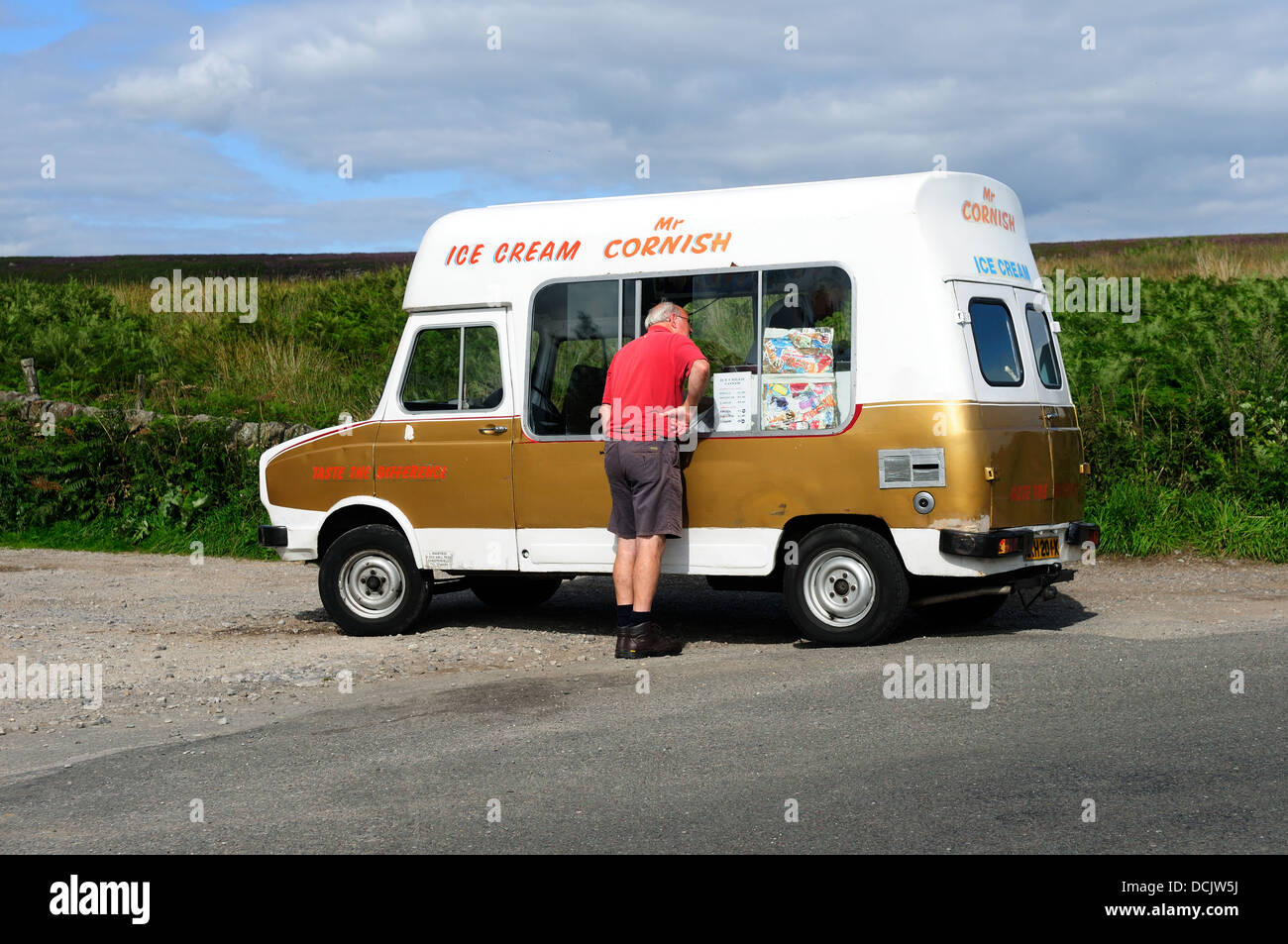 Ice Cream Van, Beeley Moor, Spitze District.Derbyshire. Stockfoto