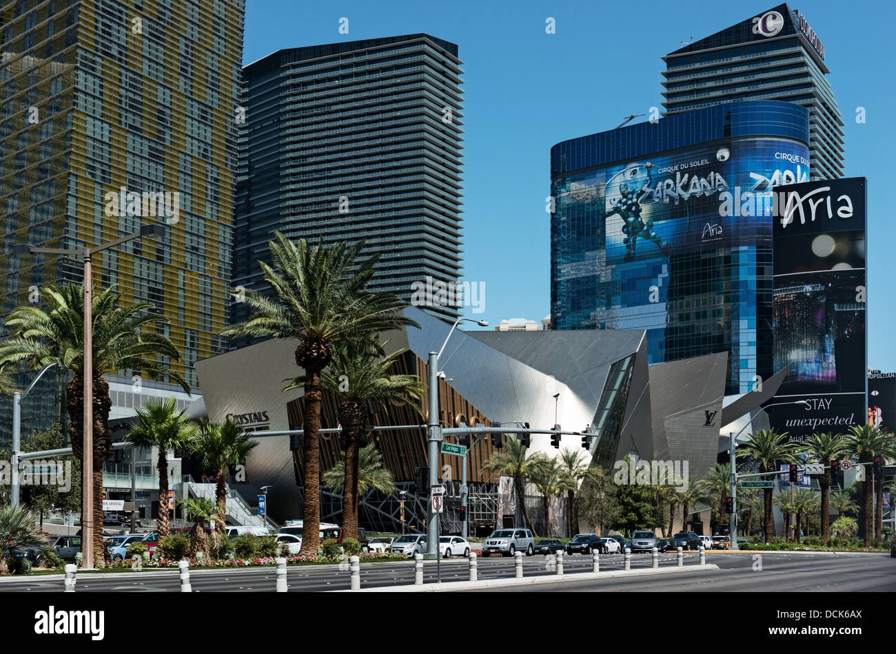 Die Geschäfte im Crystal, Mandarin Hotel, Veer Towers, Harmon Tower, The Strip von Las Vegas Stockfoto