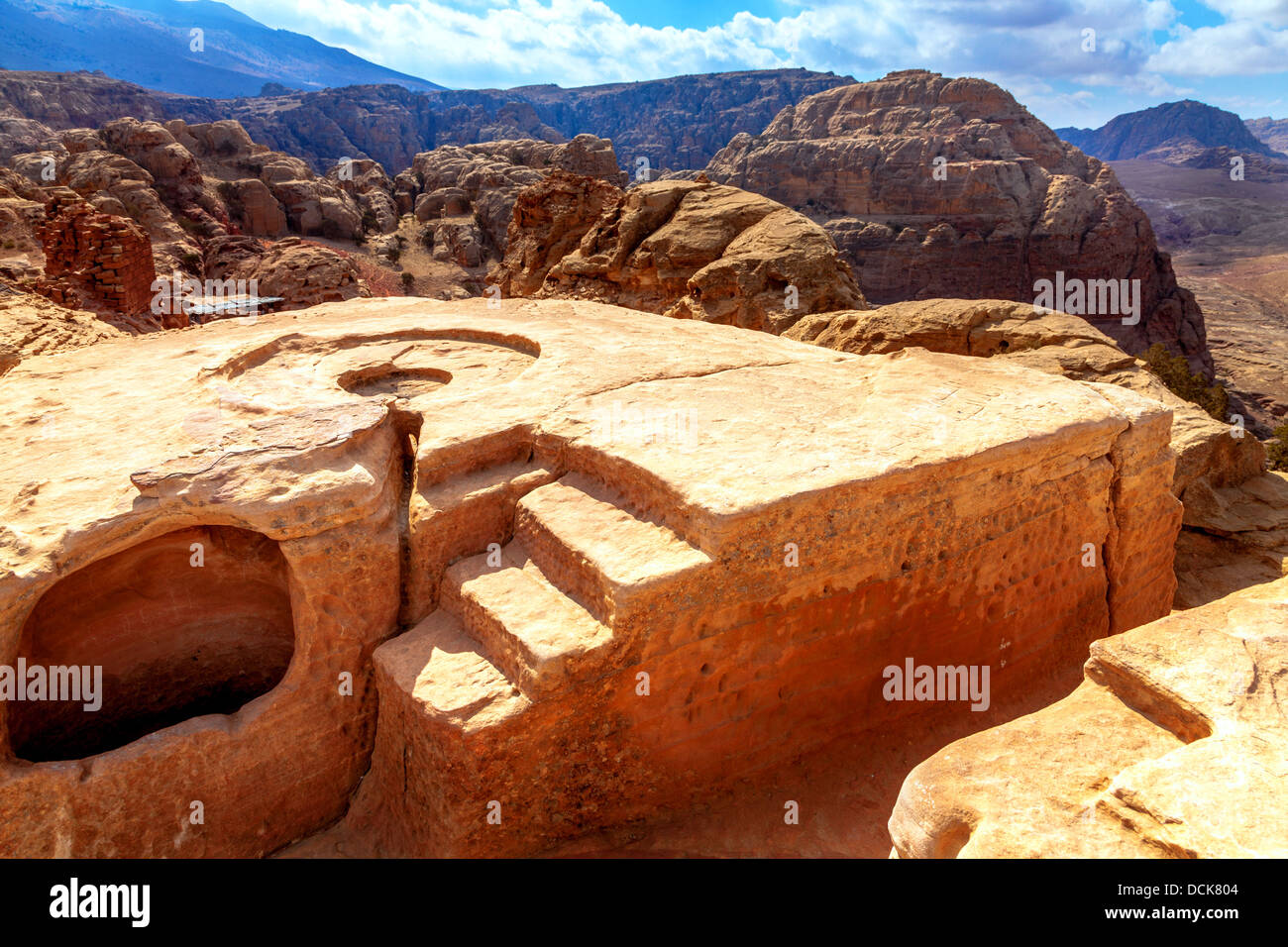 Alten heiligen Ort in der Wüste bei Petra in Jordanien Stockfoto