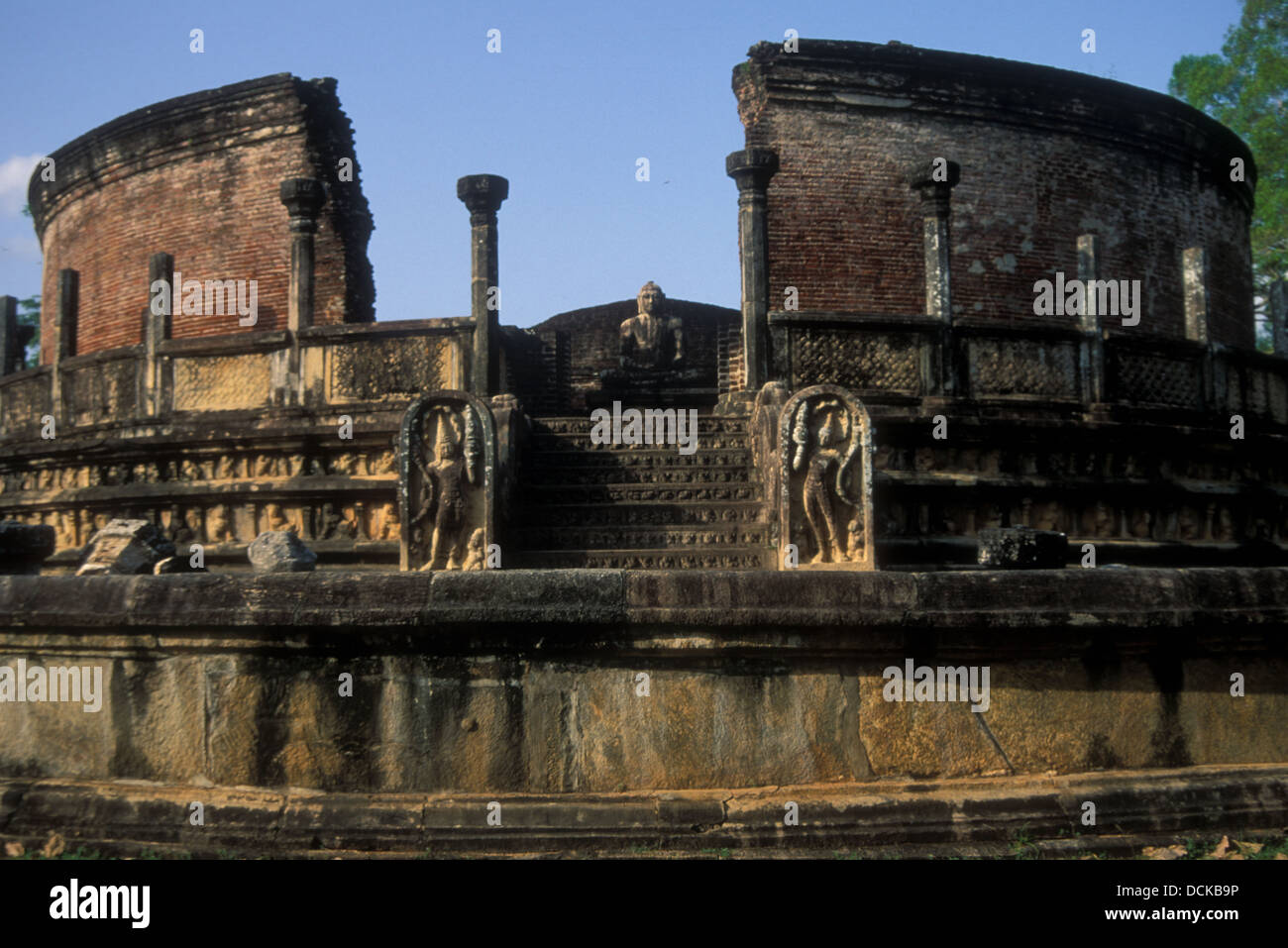 Vatadage, kreisförmige Relikt Haus, 12. Jahrhundert, Polunnaruwa, Sr.Lanka Stockfoto