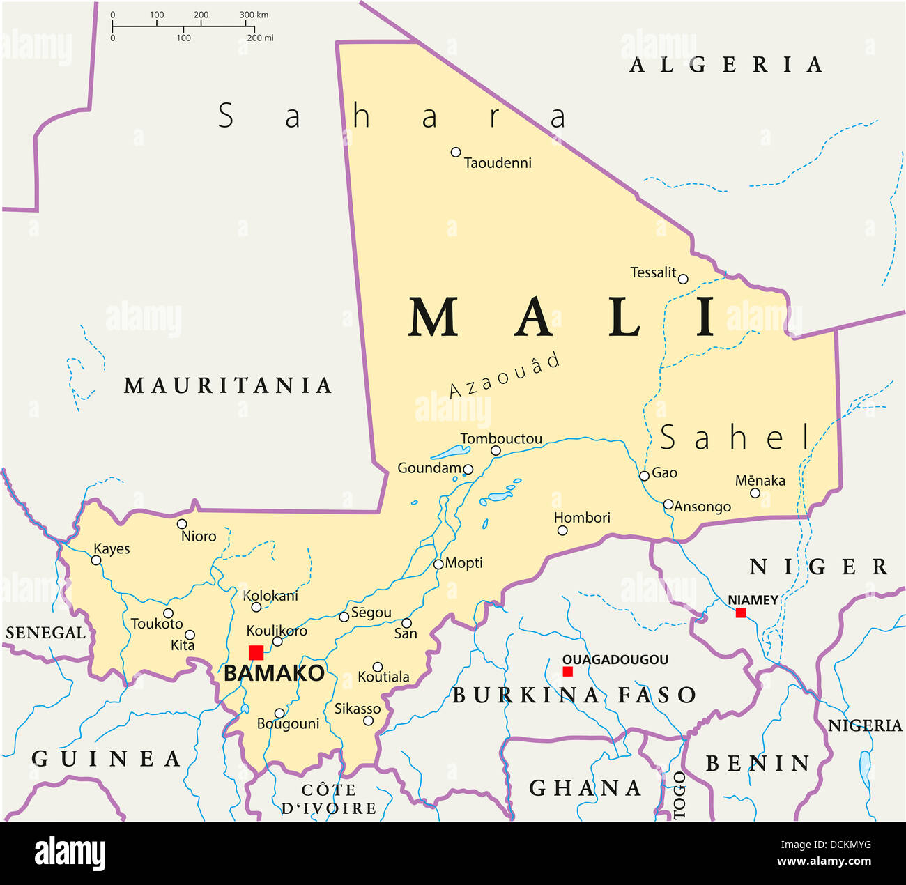 Politische Landkarte Mali Stockfotografie Alamy