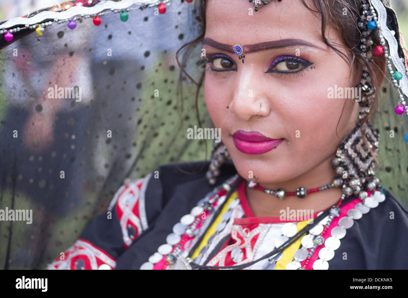 Rajasthani Folk Tänzer / Musiker - Jaipur, Rajasthan, Indien Stockfoto