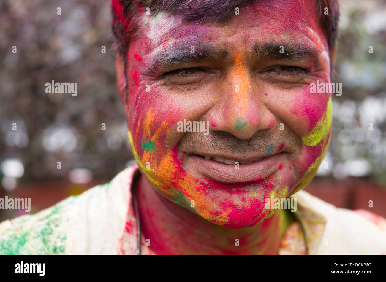 Feiern Holi Festival der Farben, eine Feder hinduistische Festival - Jaipur, Rajasthan, Indien Stockfoto