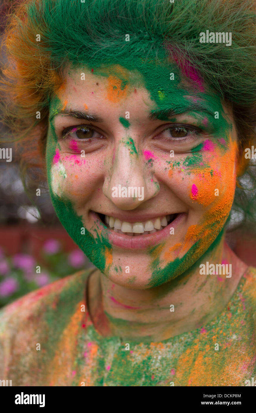 Feiern Holi Festival Der Farben, Eine Feder Hinduistische Festival ...