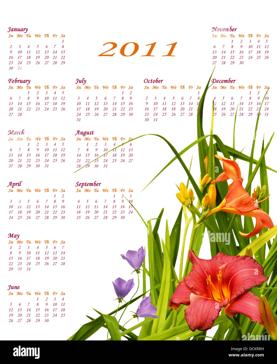 Floral 2011 Kalender Stockfoto