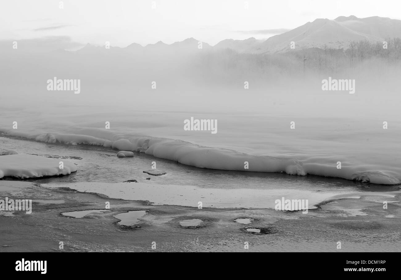 Die Chilkat Valley unter einer Decke von Schnee Stockfoto