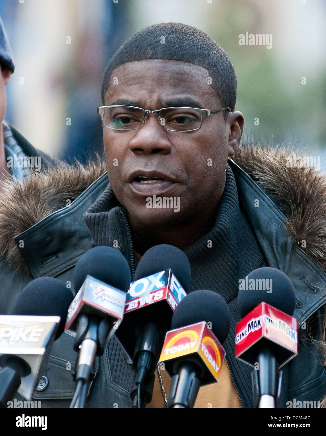 Angespannt Richards vor Ort am Rockefeller Center schießen "30 Rock" New York City, USA - 18.10.11 Stockfoto