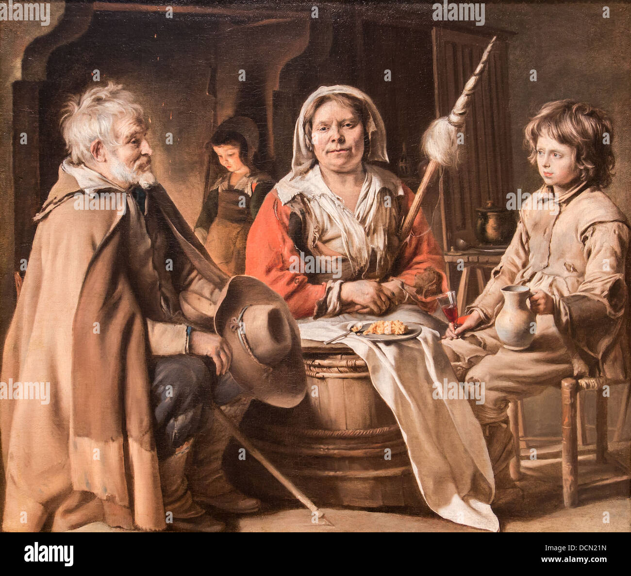 17. Jahrhundert - A Französisch Interieur, 1645 - Louis le Nain Philippe Sauvan-Magnet / aktive Museum Stockfoto