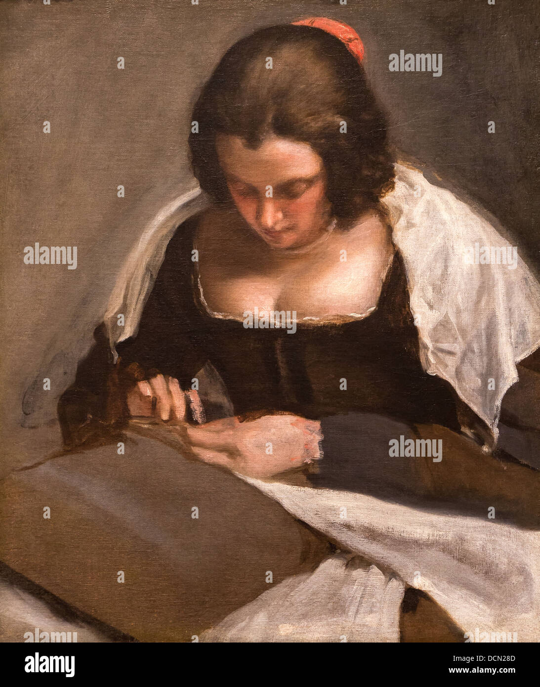 15. Jahrhundert - The Needlewoman, um 1460 - Diego de Velazquez Philippe Sauvan-Magnet / aktive Museum Stockfoto