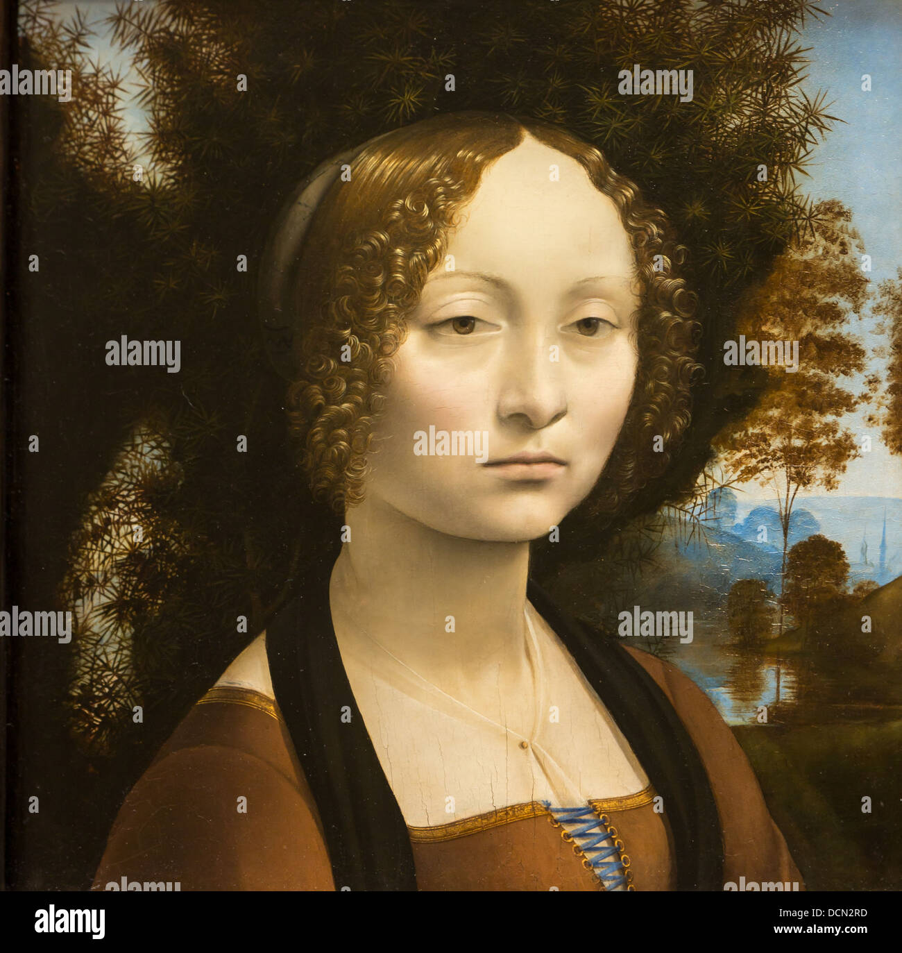 15. Jahrhundert - Ginevra de Benci, 1474 - Leonard de Vinci Philippe Sauvan-Magnet / aktive Museum Stockfoto
