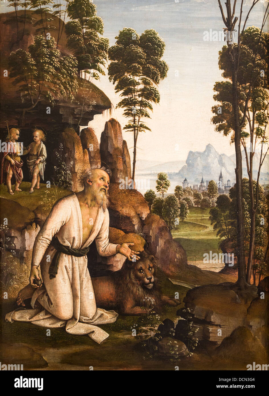 15. Jahrhundert - der Heilige Hieronymus in der Wildnis, 1490 - Pietro Perugino Philippe Sauvan-Magnet / aktive Museum Stockfoto