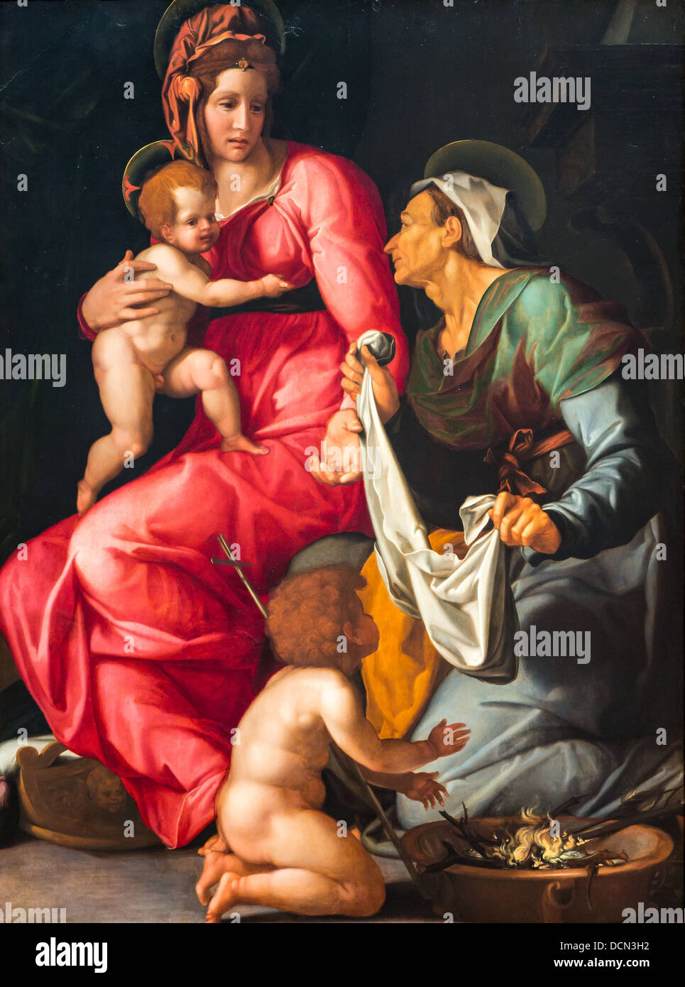 16. Jahrhundert - Madonna mit Kind und Heiligen Elisabeth und Johannes dem Täufer 1535 - Jacopino del Conte Stockfoto
