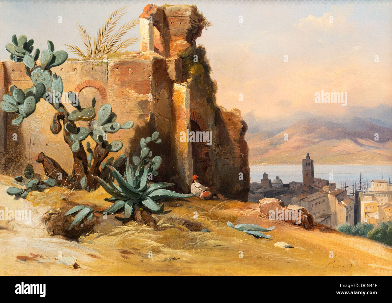 19. Jahrhundert - alten Ruinen in der Nähe von Messina, Sizilien, 1842 - Jean-Charles-Joseph Rémond Philippe Sauvan-Magnet / aktive Museum Stockfoto