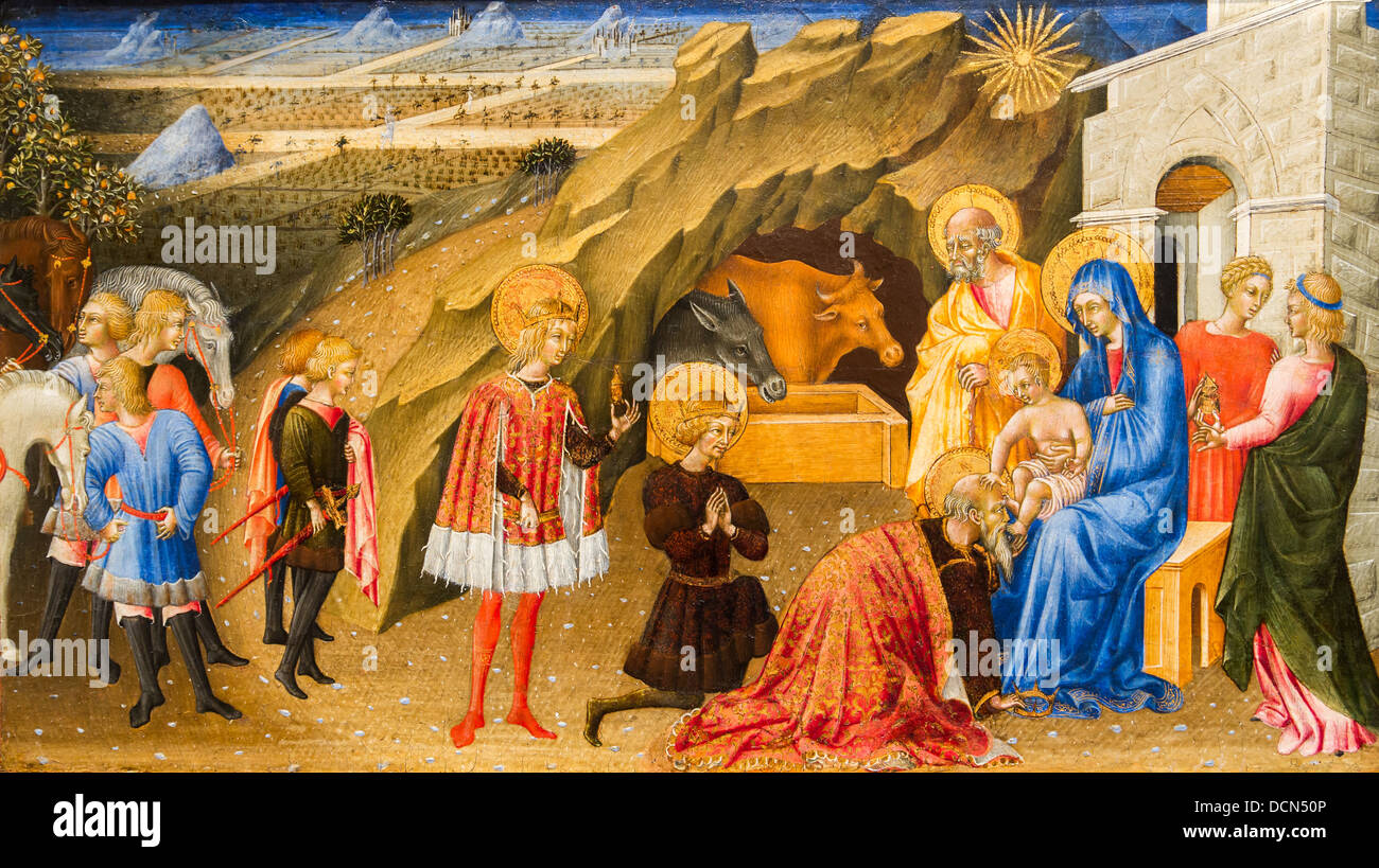 15. Jahrhundert - die Anbetung der Heiligen drei Könige, 1450 - Giovanni di Paolo di Grazia Philippe Sauvan-Magnet / aktive Museum Stockfoto