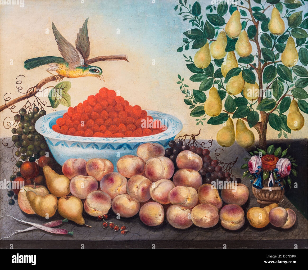 19. Jahrhundert - Stillleben, Obst, Vogel und Zwerg Birnbaum - Charles V. Bond (1856) Philippe Sauvan-Magnet / aktive Museum Stockfoto
