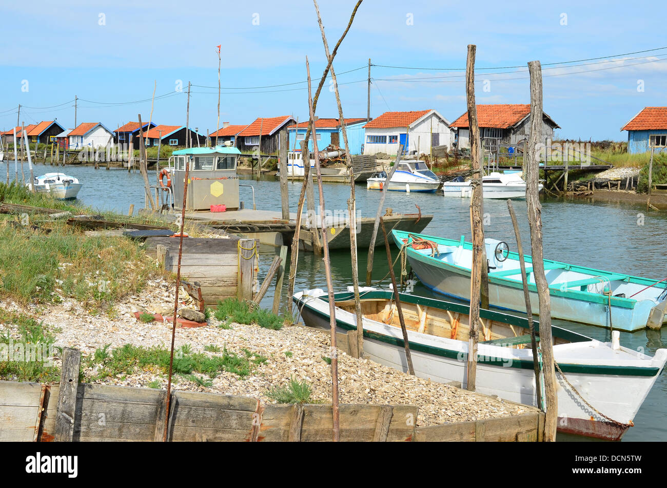 La Tremblade Website Ostriecole Oyster Landwirtschaft Hafen Charente-Maritime-Frankreich Stockfoto