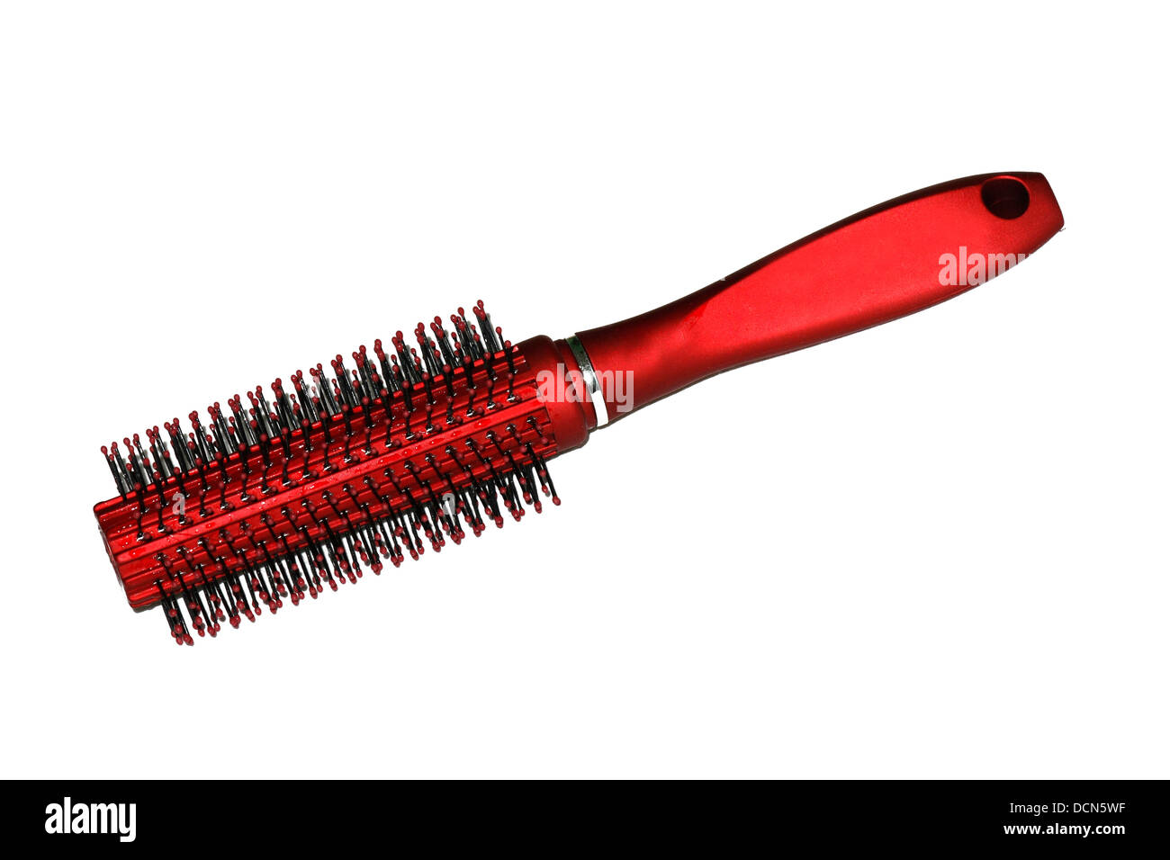 Eine rote Spirale Haarbürste Stockfoto