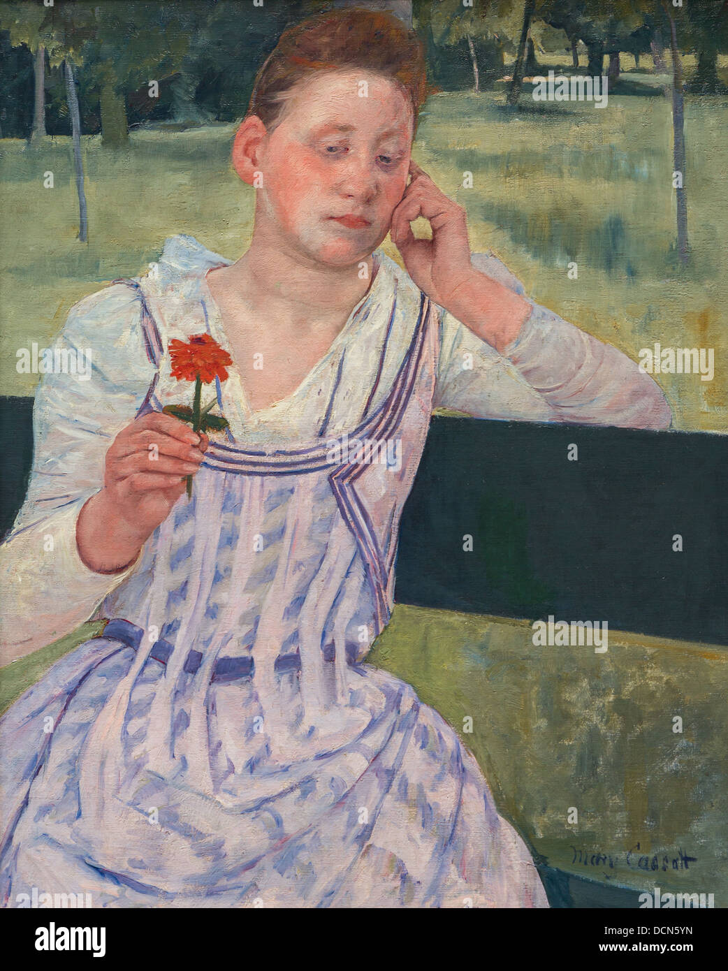 19. Jahrhundert - Frau mit einem roten Zinnien - Mary Cassatt (1891) Philippe Sauvan-Magnet / aktive Museum Stockfoto