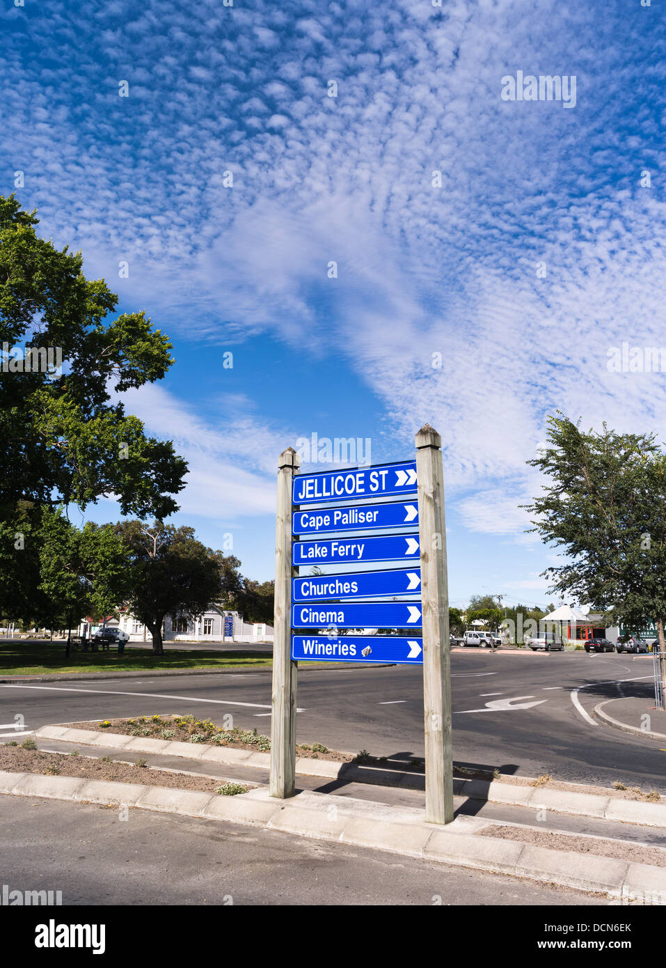 dh Martinborough WAIRARAPA Neuseeland New Zealand Wegweiser Stockfoto