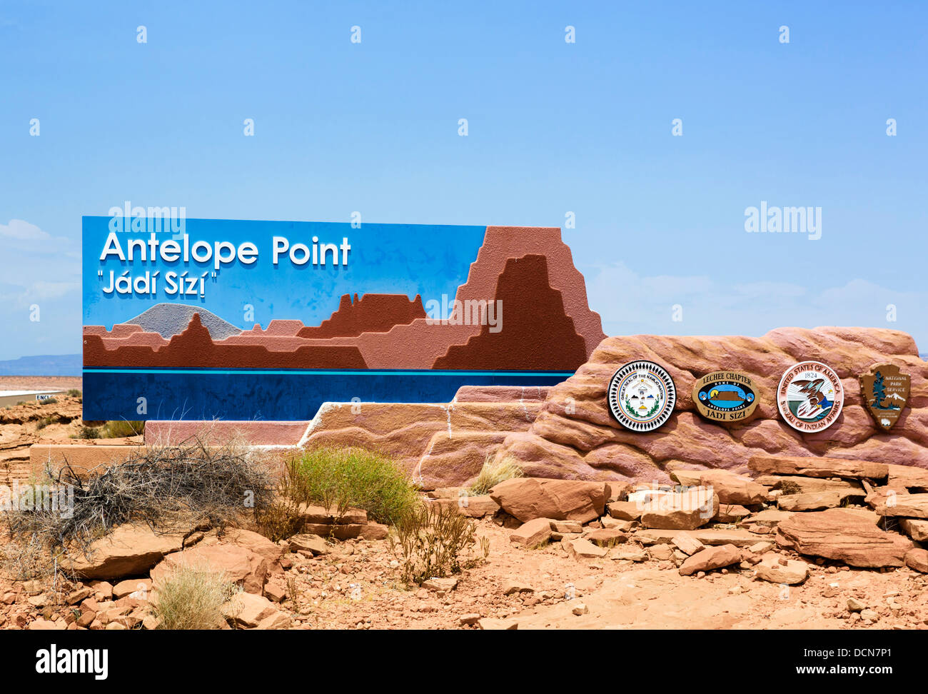 Eingang zum Antelope Marina am Lake Powell, Glen Canyon National Recreation Area, Page, Arizona, USA Stockfoto