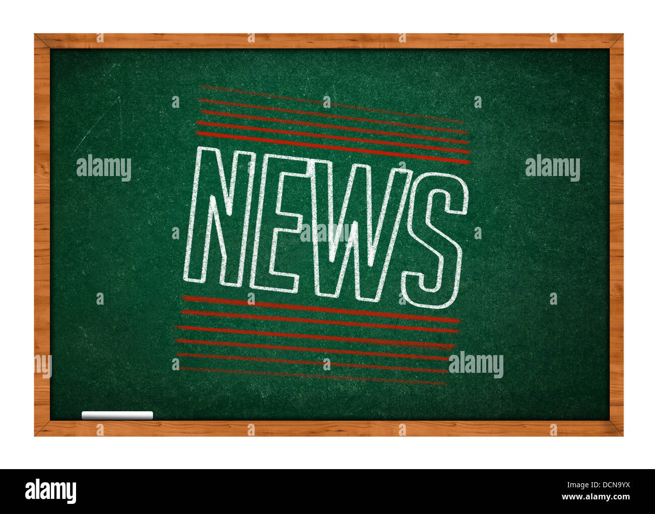 Wort-Nachrichten handschriftlich auf einer Kreidetafel Grüne Schule. Stockfoto