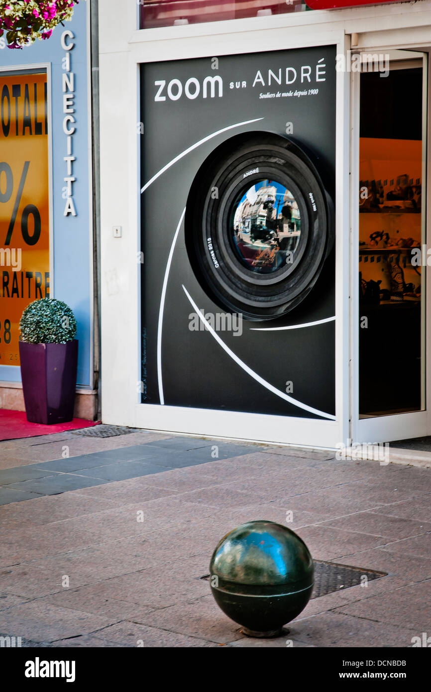 Werbe-Plakat der Kameralinse, Cannes, Côte d ' Azur, Frankreich Stockfoto