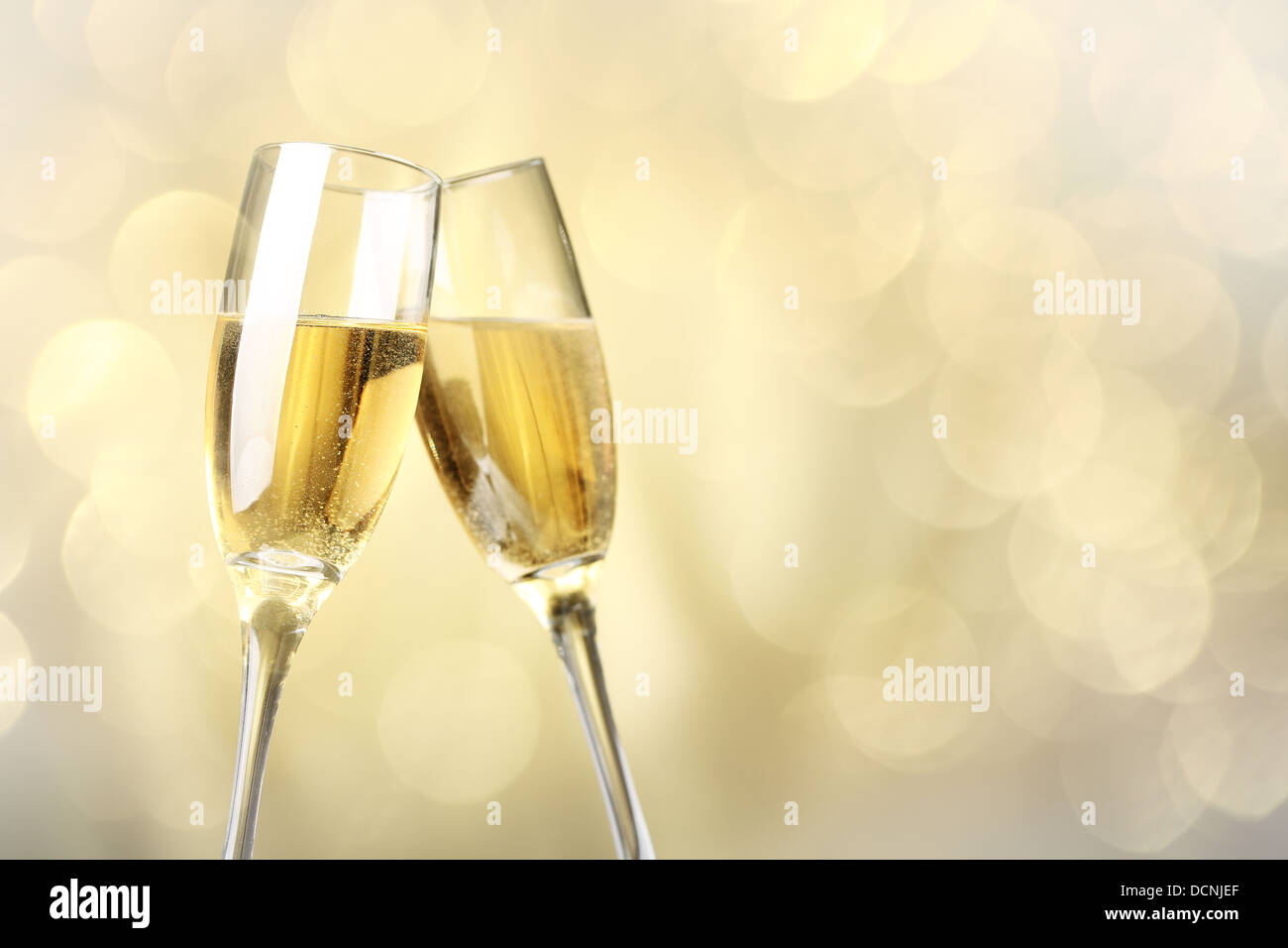 Flöten Champagner im Urlaub Stockfoto