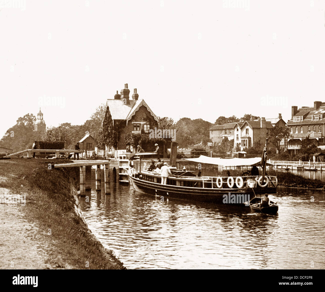 Sunbury Lock River Thames viktorianischen Zeit Stockfoto