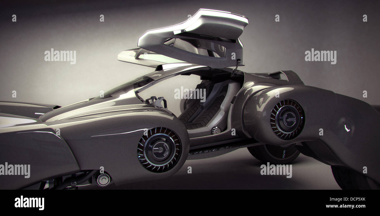Überhaupt gewundert, was der Gott des Donners fahren würde? Peter Norriss Citroën Taranis Konzept ist eine futuristische Zweisitzer Offroad-Racer mit einem Außenborder Doppelgelenk Rad-Set-up und Elektromotoren im Rad. Die Taranis ist powered by Elektromotoren locat Stockfoto