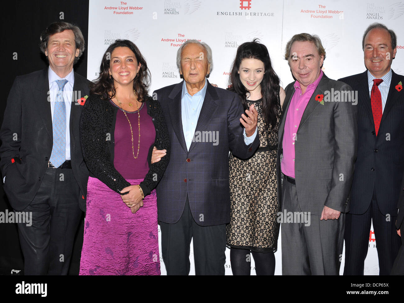 Melvyn Bragg, Lord Andrew Lloyd Webber, Michael Winner, Danielle Hope, Bettany Hughes, Charles Moore English Heritage Angel Awards - Fototermin im The Palace Theatre statt. London, England - 31.10.11 Stockfoto
