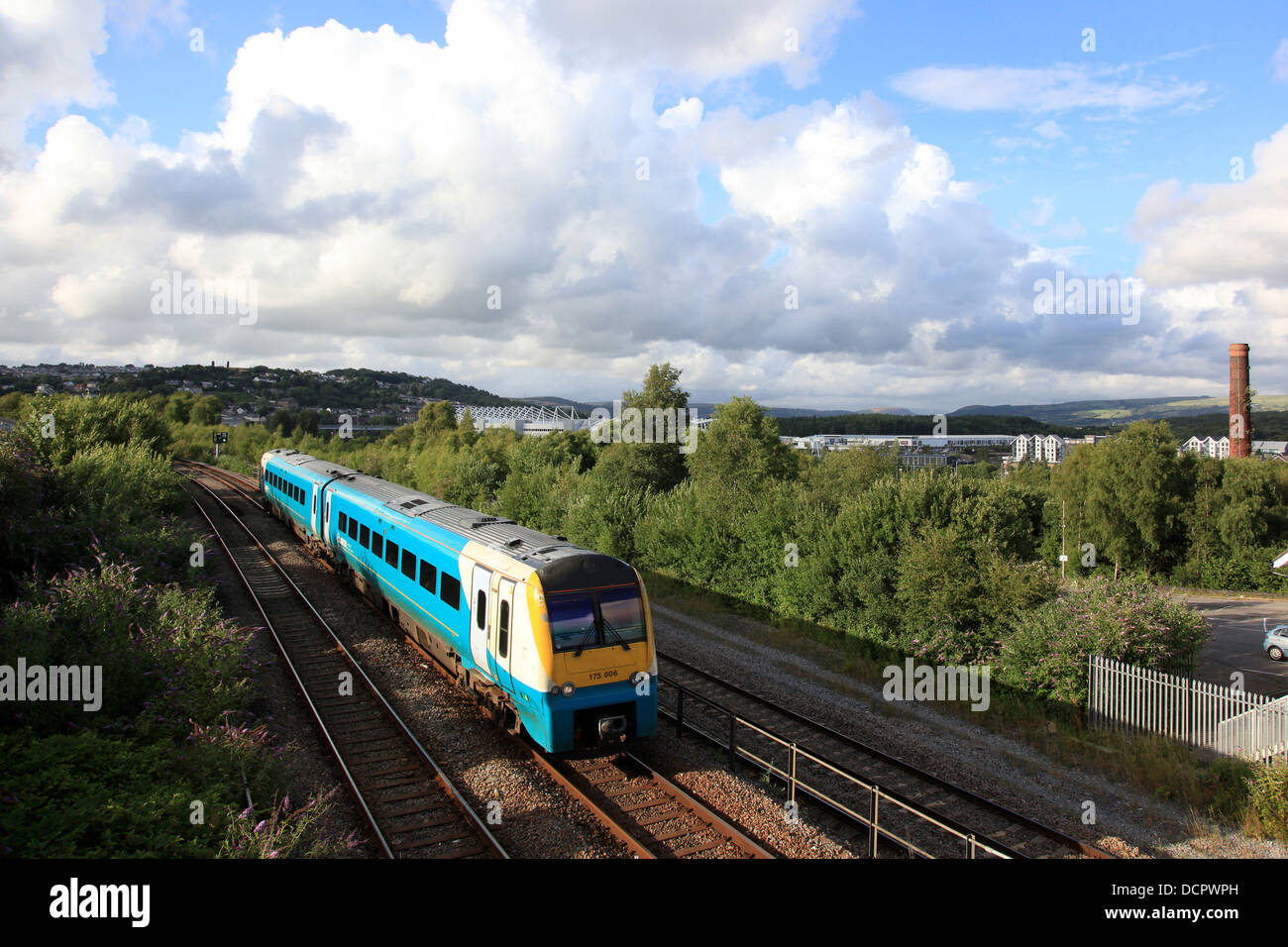 Arriva Trains Wales Lokomotive Ankunft in Swansea City Station, von West Wales Stockfoto