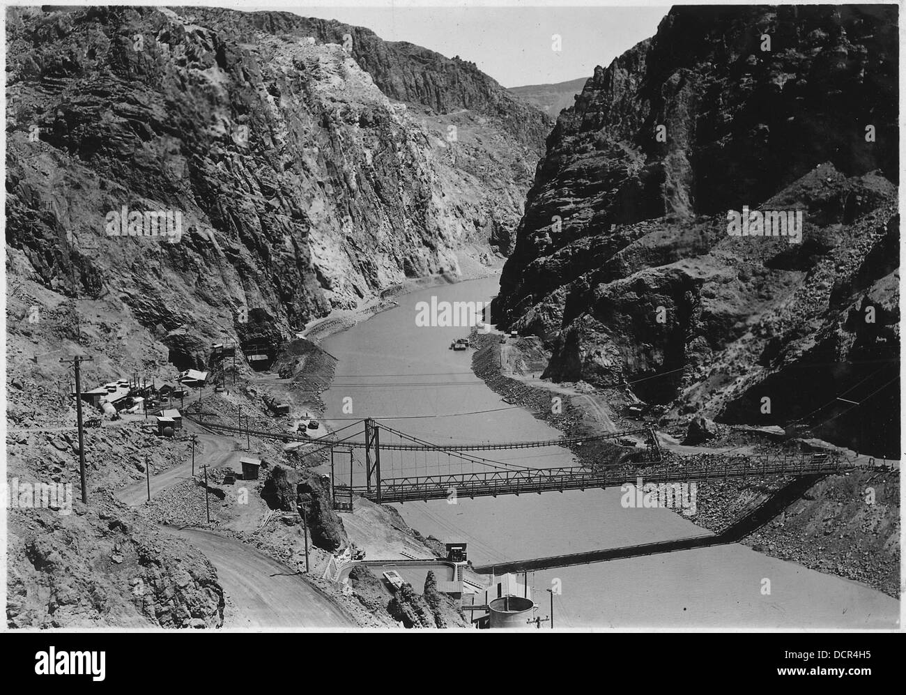 Blick flussaufwärts in den Black Canyon Richtung Hoover Damsite von Punkt auf Six Companies Construction Road auf Nevada Seite. - 293720 Stockfoto