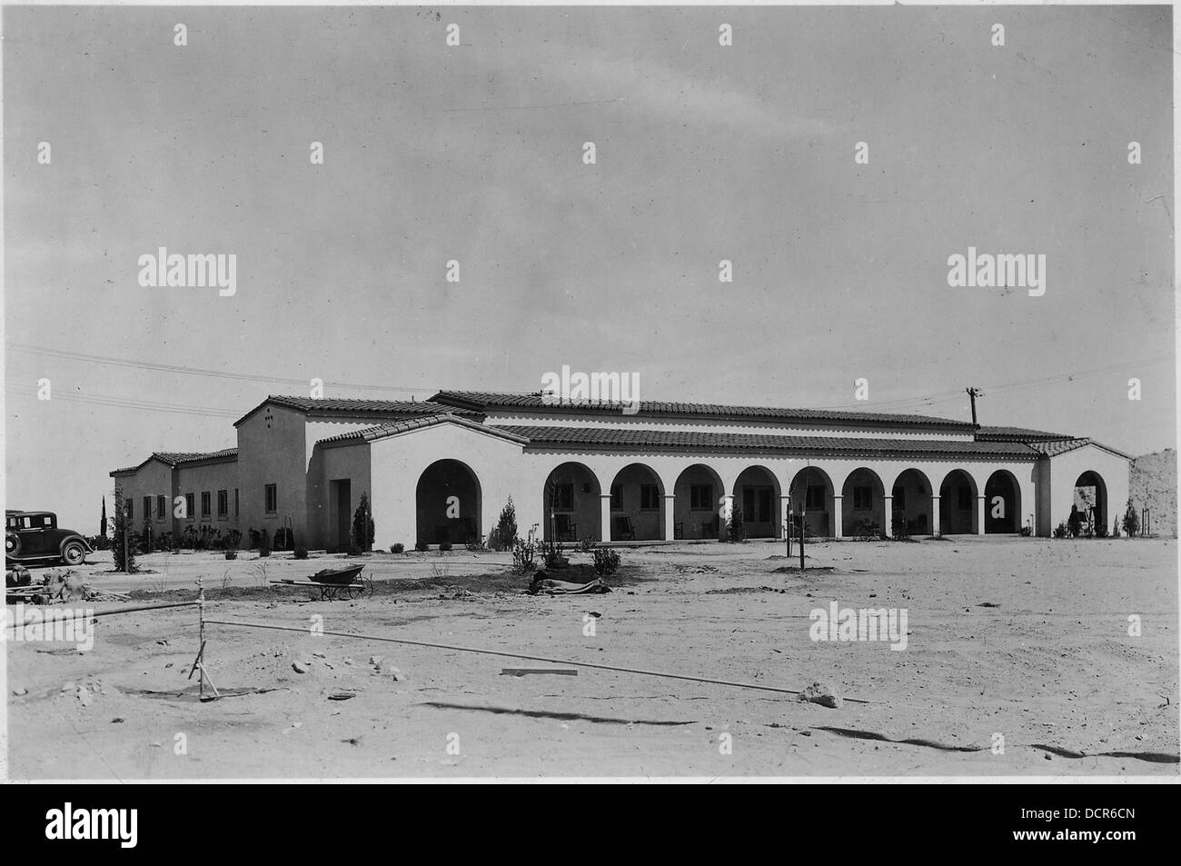 Bepflanzung und Landschaftsgestaltung um Regierung Schlafsaal, Boulder City. Blick von Südwesten. --293620 Stockfoto