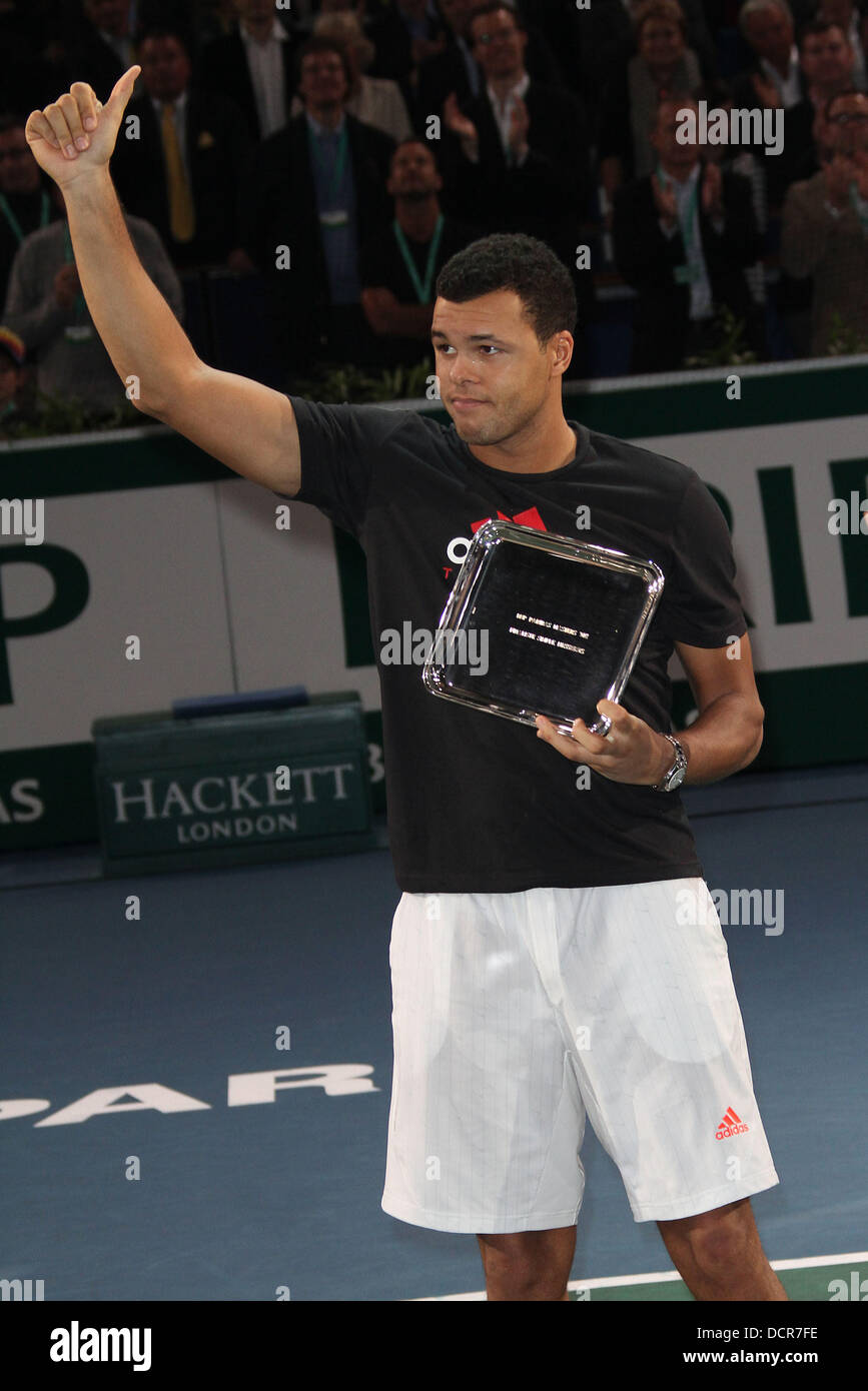 Jo-Wilfried Tsonga Runner-up bei der BNP Paris Masters Finale Paris, Frankreich - 13.11.11 Stockfoto