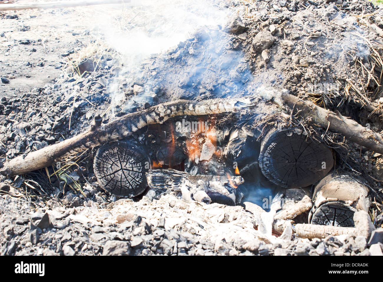 Holzkohle, glühende brand Kohle Feuer Stockfoto